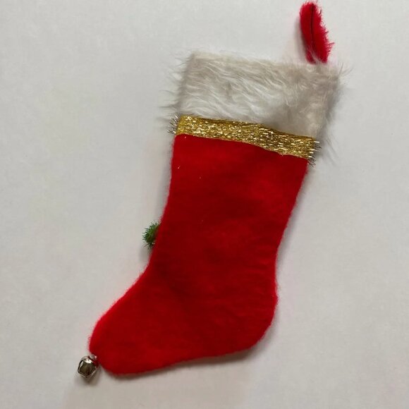 Mini Christmas Stocking with Dolly Face Holiday Decor Xmas Vintage Handmade - Picture 5 of 5